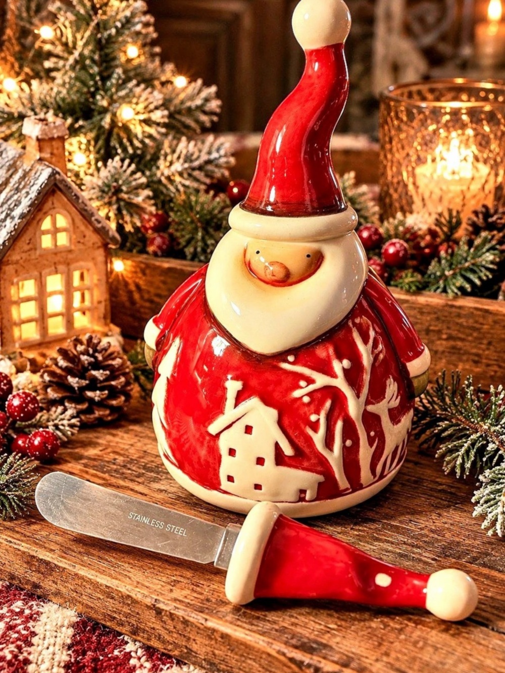 TJ Christmas Santa Cheese & Butter Spreader Set - Gently Used